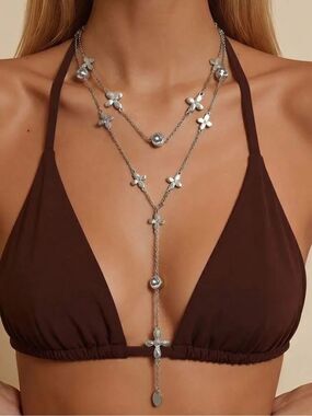 Silver Floral Necklace S1422
